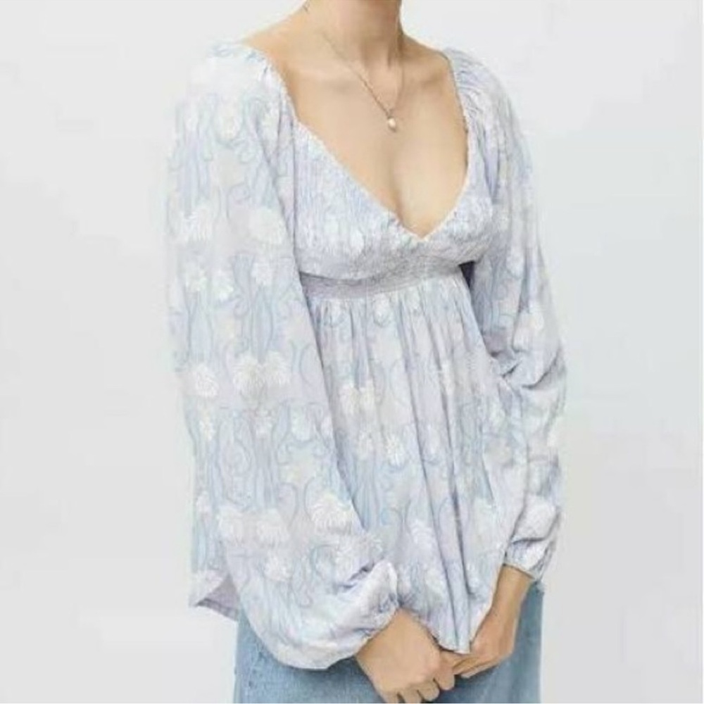 Urban Outfitters UO Esperanza floral printed tunic blouse babydoll top